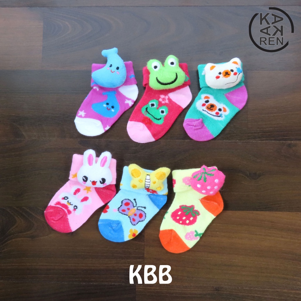 Kakaren Paket Kaos Kaki Bayi Boneka Motif Karakter Mix 12pcs