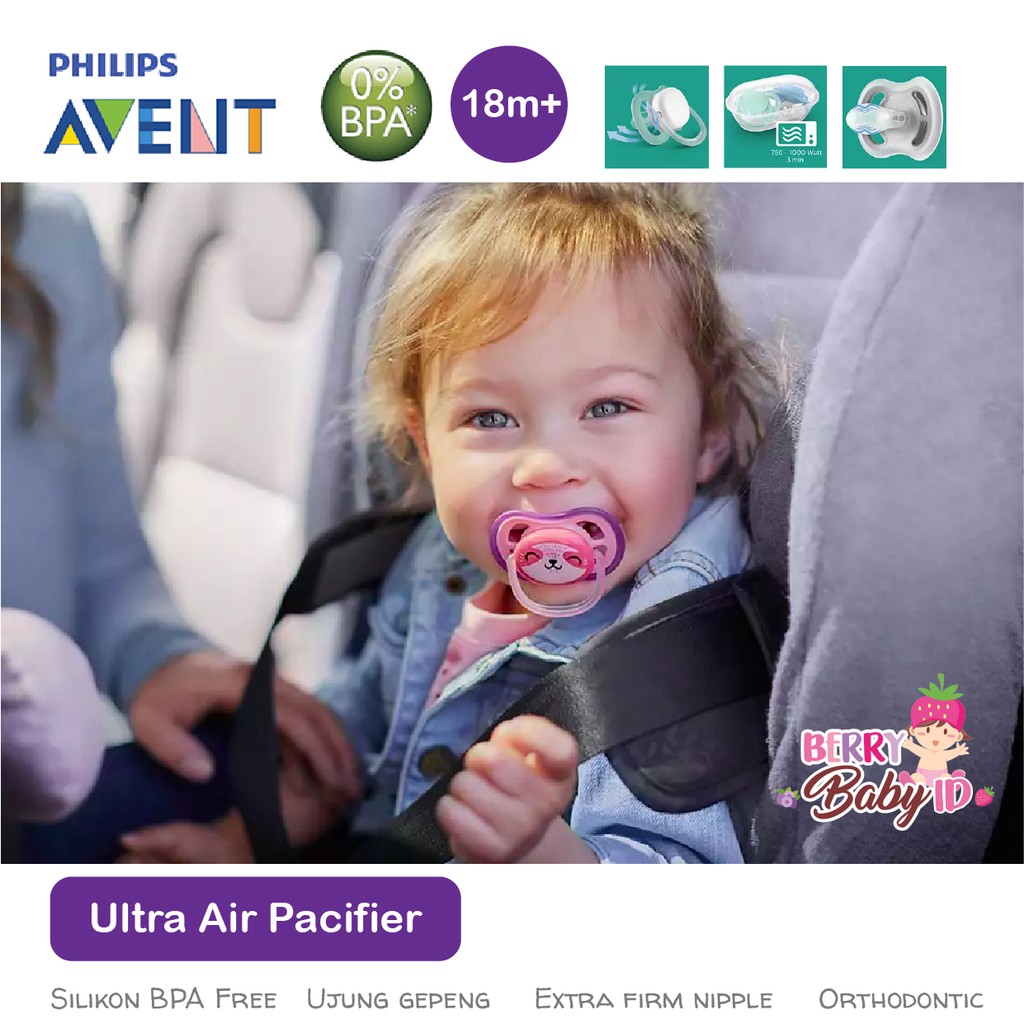 Philips Avent 2 Pcs Baby Ultra Deco Air Soother Empeng Dot Bayi 18m+ Berry Mart