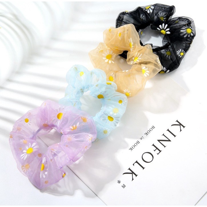 Ikat Rambut Scrunchie Sunflower besar dan kecil / Ikat Rambut Bunga / Ikat Rambut Korea / Kunciran Rambut bunga