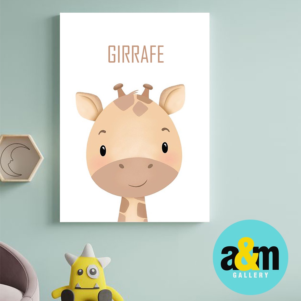 Poster Kayu Hiasan Dinding Kamar Bayi dan anak Gambar Binatang ( A4 ) Dekorasi Kamar anak Wall decor Edukasi Gambar Tema Binatang - A&amp;M