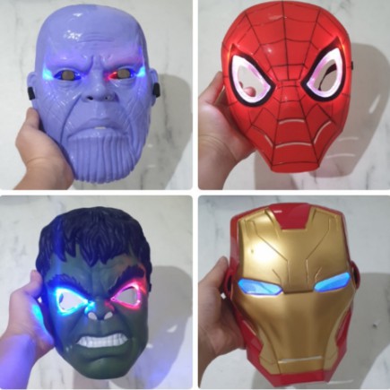 TOPENG SUPERHERO MATA NYALA/TOPENG ANAK HULK IRONMAN SPIDERMAN THANOS