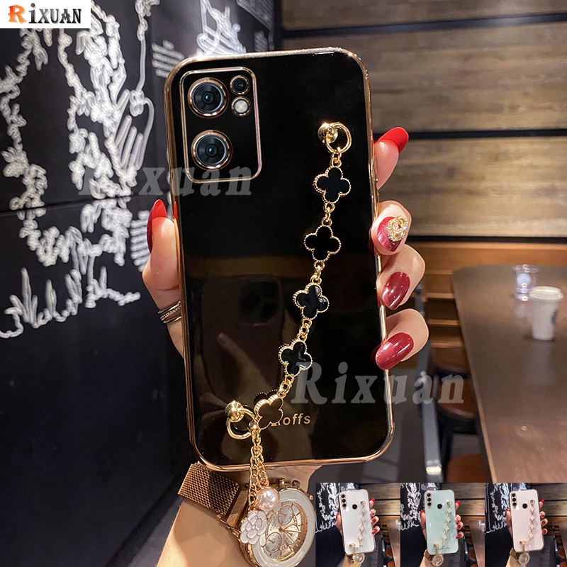 Casing Silikon OPPO Reno 7 Reno6 6Z 5G Reno5 Reno4 Reno3 2F A31 A91 F11 F9 A83 Motif Daun Clover Rixuan