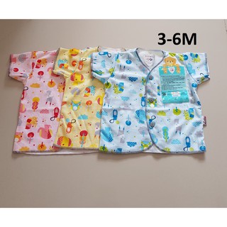  LIBBY  3 pcs baju  bayi  atasan pendek  0 3m 3 6m motif sunset 
