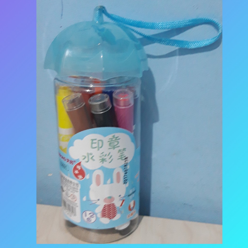 

Spidol 12 Warna Water Colour Pen + Stampel Bentuk Lucu 15031