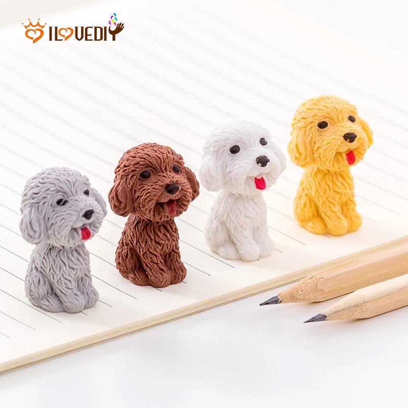 1 / 2 Pcs Penghapus Pensil Bentuk Kartun Anjing Ukuran 3.5x2.5cm Untuk Alat Tulis Anak