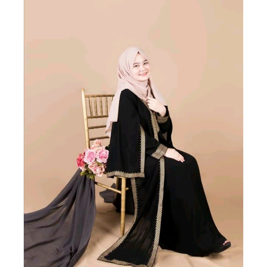 gamis abaya arab hitam-gamis abaya-gamis abaya turki-baju abaya-baju gamis abaya-abaya hitam (BR238)
