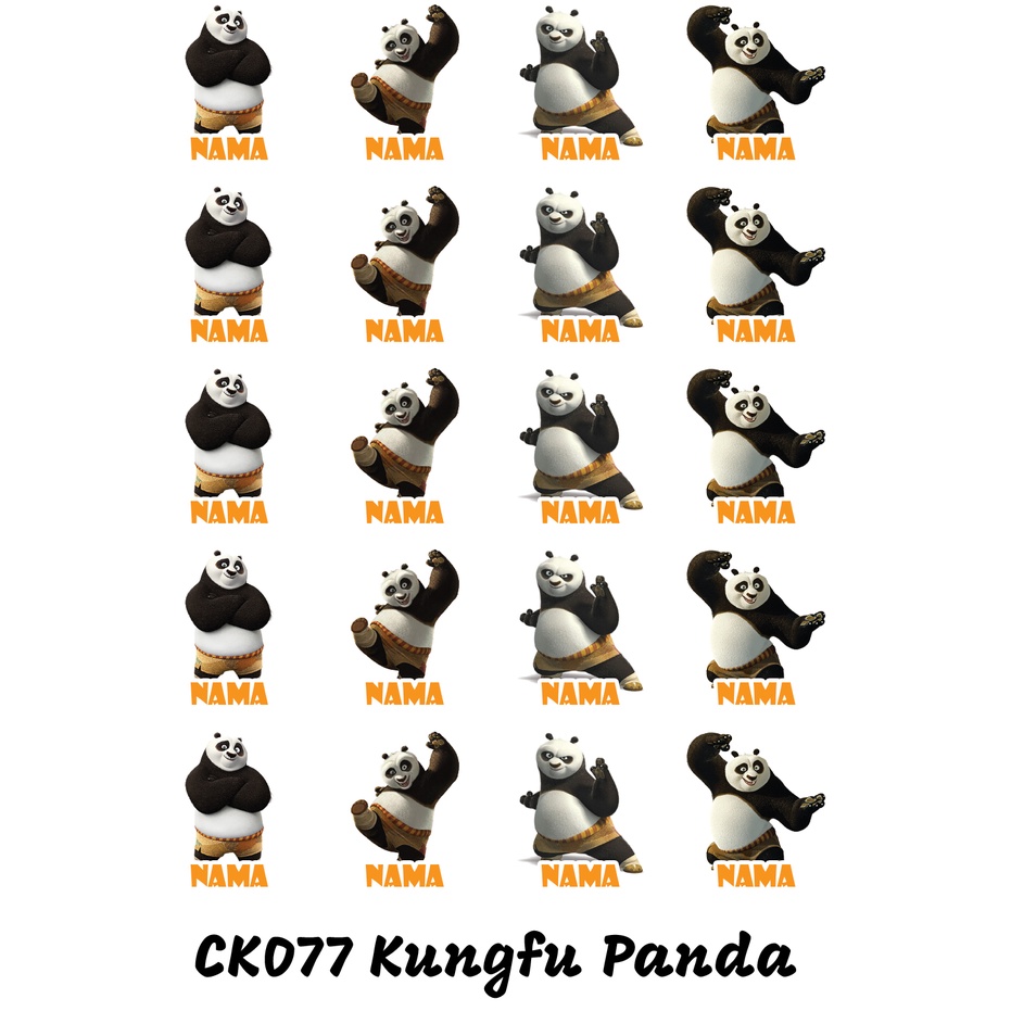 

Sticker Nama Cutting Label Waterproof Tahan Air Kungfu Panda (CK077)