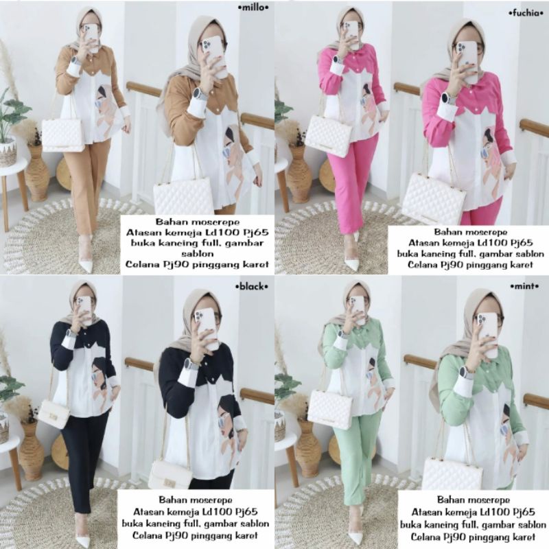 3 UKURAN L XL XXL SET STELAN WANITA TERBARU FASHION BUSANA MUSLIM WANSET TRENDY GADIZ SET CK MA
