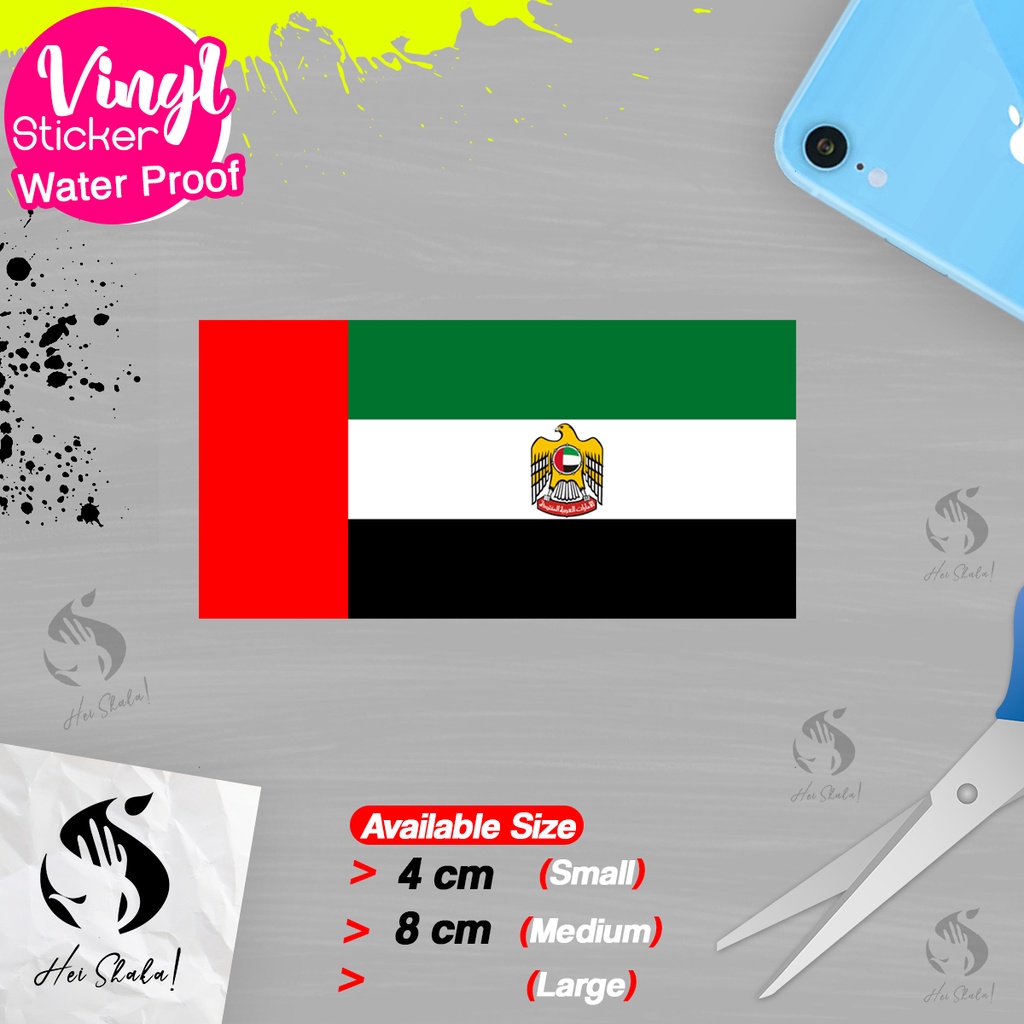 

Stiker UAE Ani Arab Emirate Sticker Vinyl Satuaan Motif Bendera Negara Dunia Bahan Anti Air