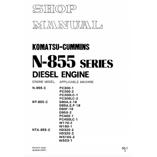 

shop manual engine komatsu N855
