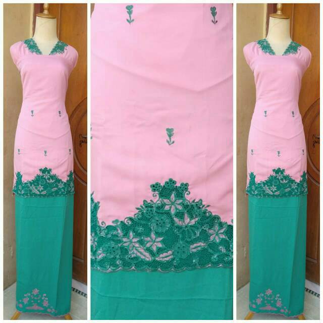 Bahan/Bakal Baju Kurung Bordir Kerancang (Mesin Manual)