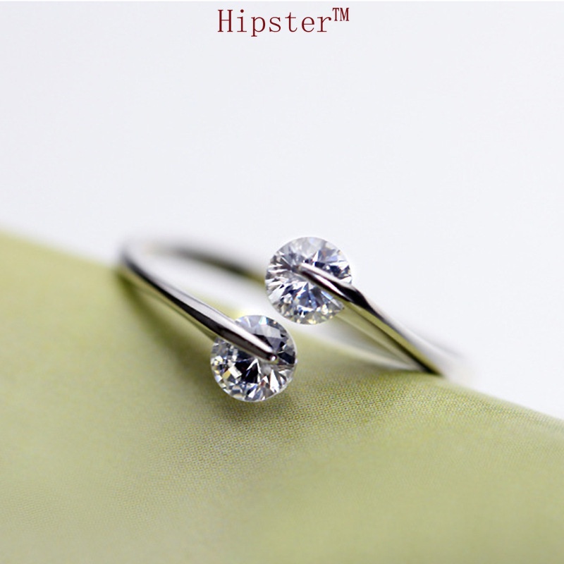 Hot Sale Couple Romantic and Creative Design Double Diamond Interwoven Adjustable Ring