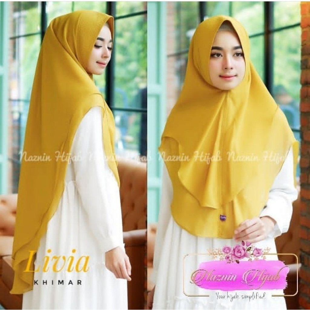 Jilbab Khimar livia dua layer murah