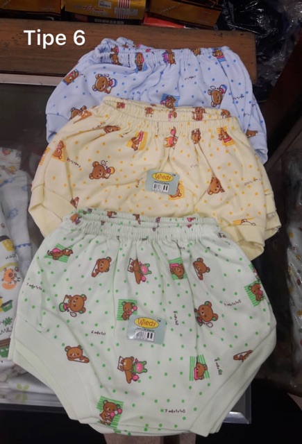 6 pcs Celana pop bayi katun 1-6 bulan / celana kodok bayi / celana pendek bayi unisex katun