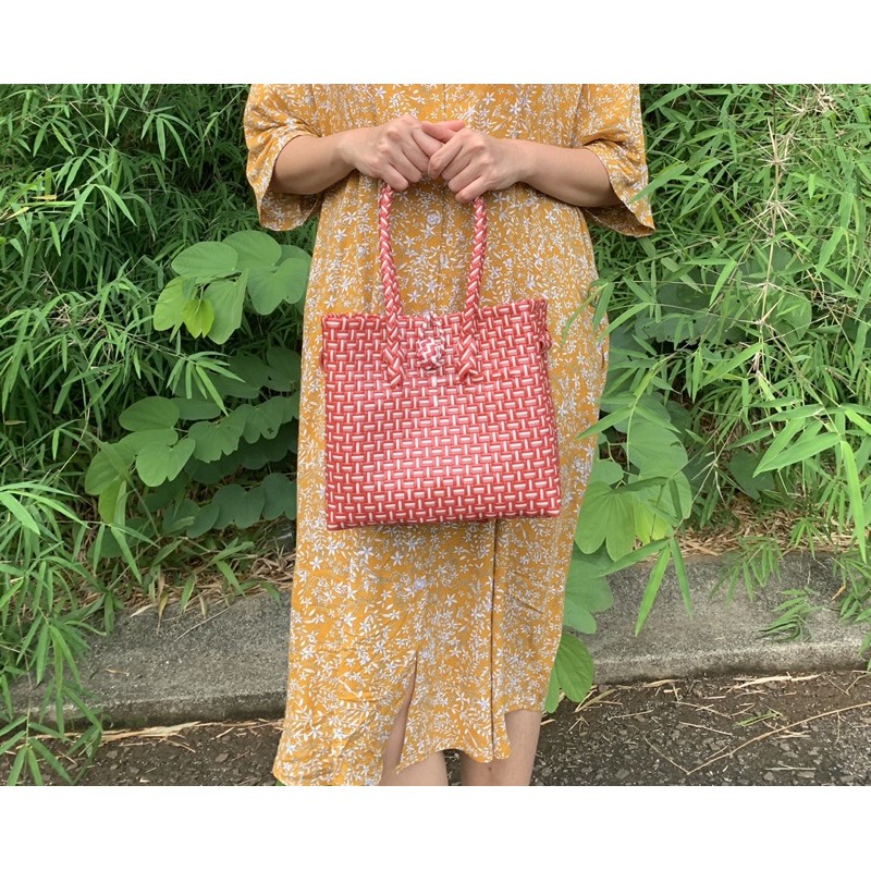 tas jali anyaman merah size S