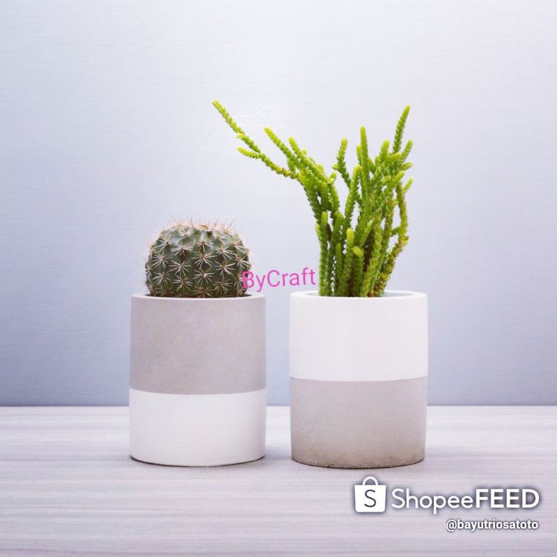 silinder concrete pot minimalis D:13 cm T:17cm