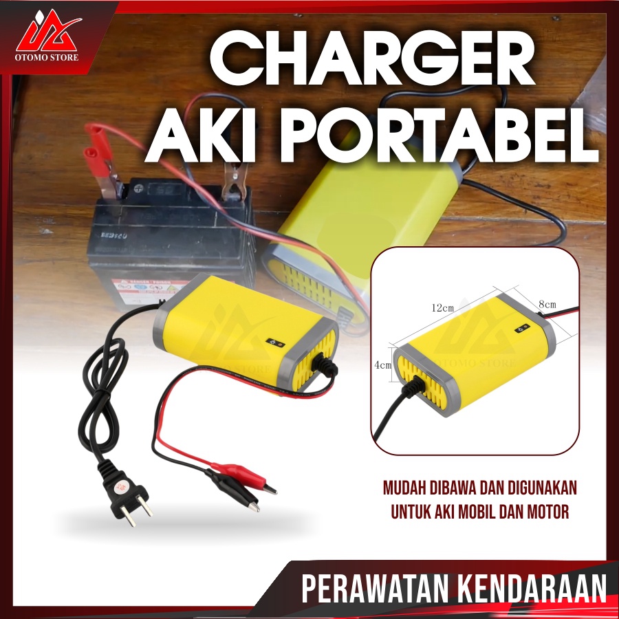 CHARGER AKI Alat Cas Aki Car Truck Motorcycle Battery Charger 12V 2A 2 Varian LED Charger Aki Motor