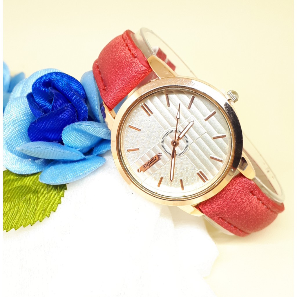 BAJ JAM TANGAN DEFOLLIE KULIT MERAH JF024