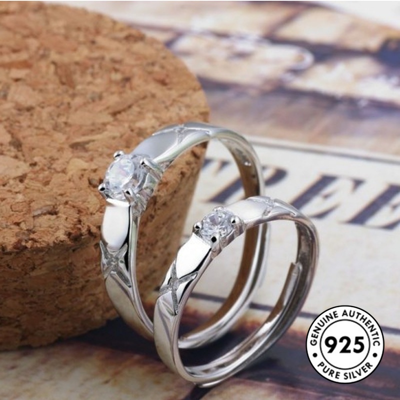 Cincin Berlian Bahan S925 Silver Untuk Pasangan