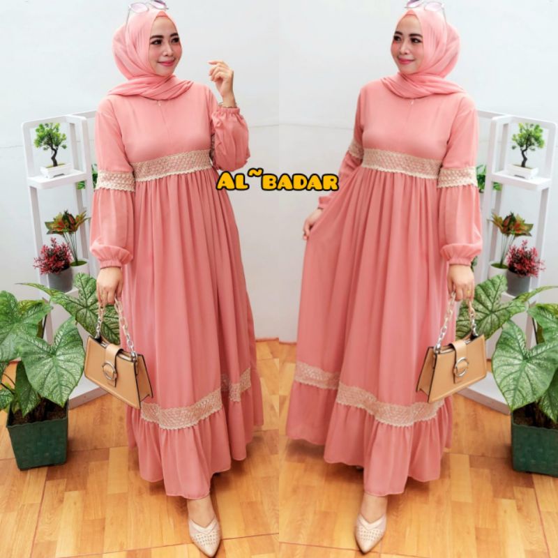 [ BISA COD] GAMIS CERUTY BABYDOLL MIX RENDA DANIK,GAMIS BUSUI, DRESS CERUTY BABYDOLL MIX RENDA DANIK ATAS BAWAH LENGAN BALON MODEL TERBARU BY AL BADDAR