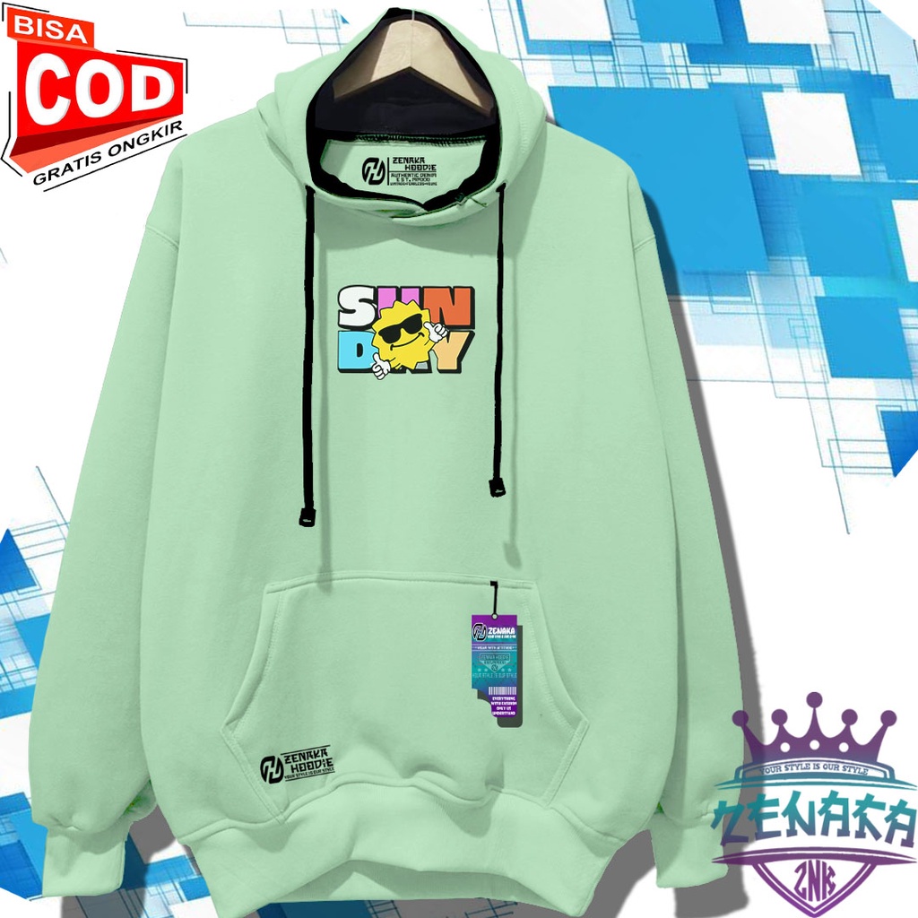 Sweater hoodie keren pria distro ori 2022 sablon SUNDAY Jaket pria terbaru 2022 bahan katun Zenaka Hoodie branded pria Switter cowok terbaru 2022 Jeket wanita korea terbaru 2022 Hodie cowok murah keren warna mint