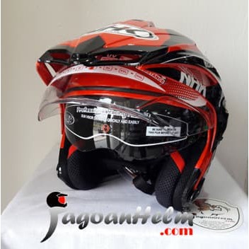 Excelent NHK Helm Predator CRYPTON 75   RED Black   Half Face Dual Visor