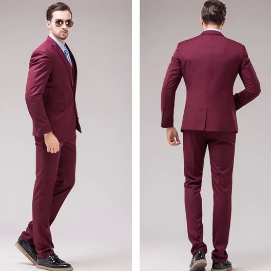 SETELAN JAS FORMAL / JAS KERJA PRIA FULL MAROON 3IN1 INCLUDE JAS, CELANA DAN VEST HIGH TWIST SLIMFIT