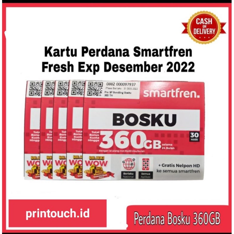 Jual KARTU PERDANA SMARTFREN BOSKU 360 GB 0K FRES EXP DESEMBER 2022 ...