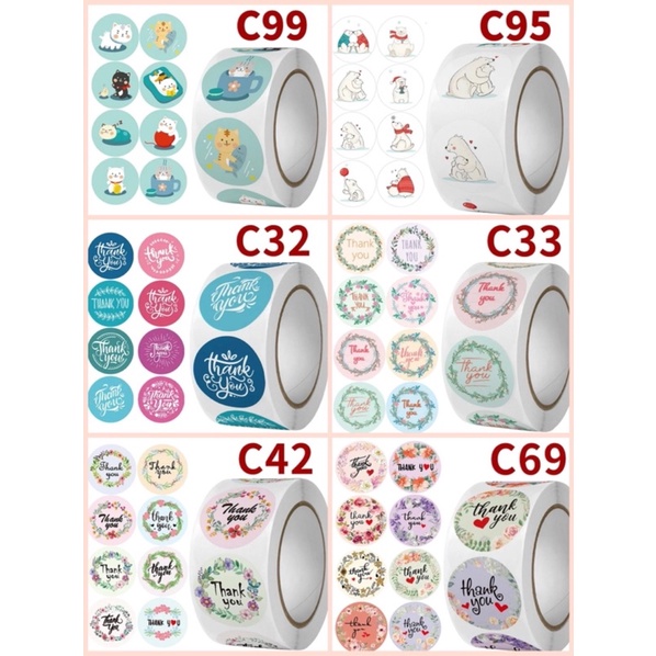 500 PCS (1 ROLL) Stiker Label Thank You /STICKER LABEL THANKYOU / STICKER SEGEL / STICKER LABEL PACKING / STICKER THANKYOU / STICKER BOX KUE / STICKER THANKYOU