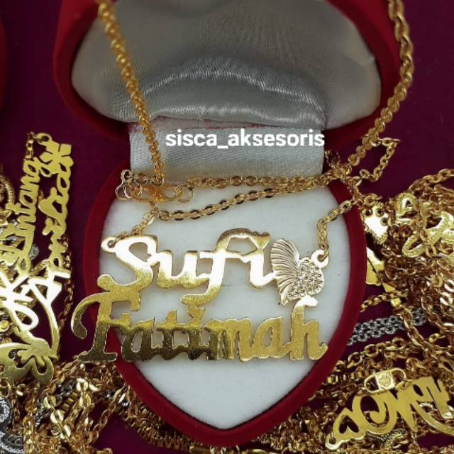 Kalung nama titanium kuning