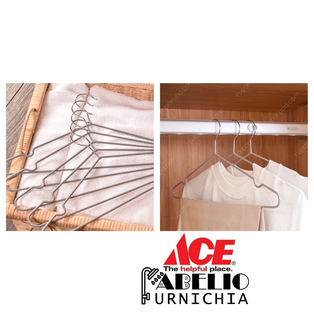 HANGER INFORMA / GANTUNGAN BAJU / KASTOK BAJU / hanger set by informa / hanger murah berkualitas / hanger untuk thrift / Set 10 Pcs Hanger Metal Slim - Abu-abu Muda