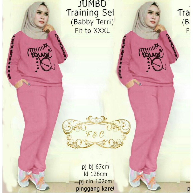 SETELAN TRAINING WANITA JUMBO/BAJU OLAH RAGA WANITA/ STELAN JUMBO