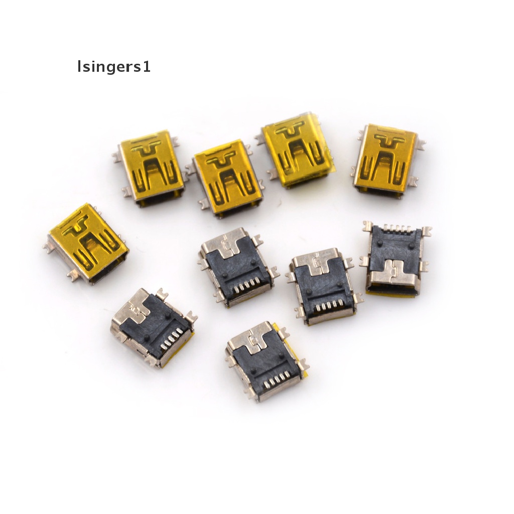 (lsingers1) 10pcs Konektor Jack DIP Mini USB Tipe B Female Sudut Kanan 5 Pin