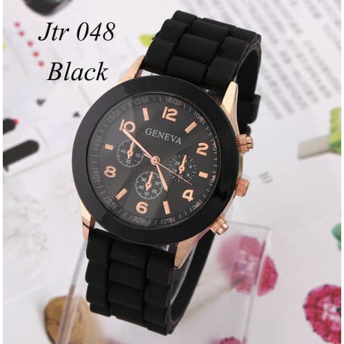 (T)   Jam tangan wanita / cewek Geneva Jtr 048 black