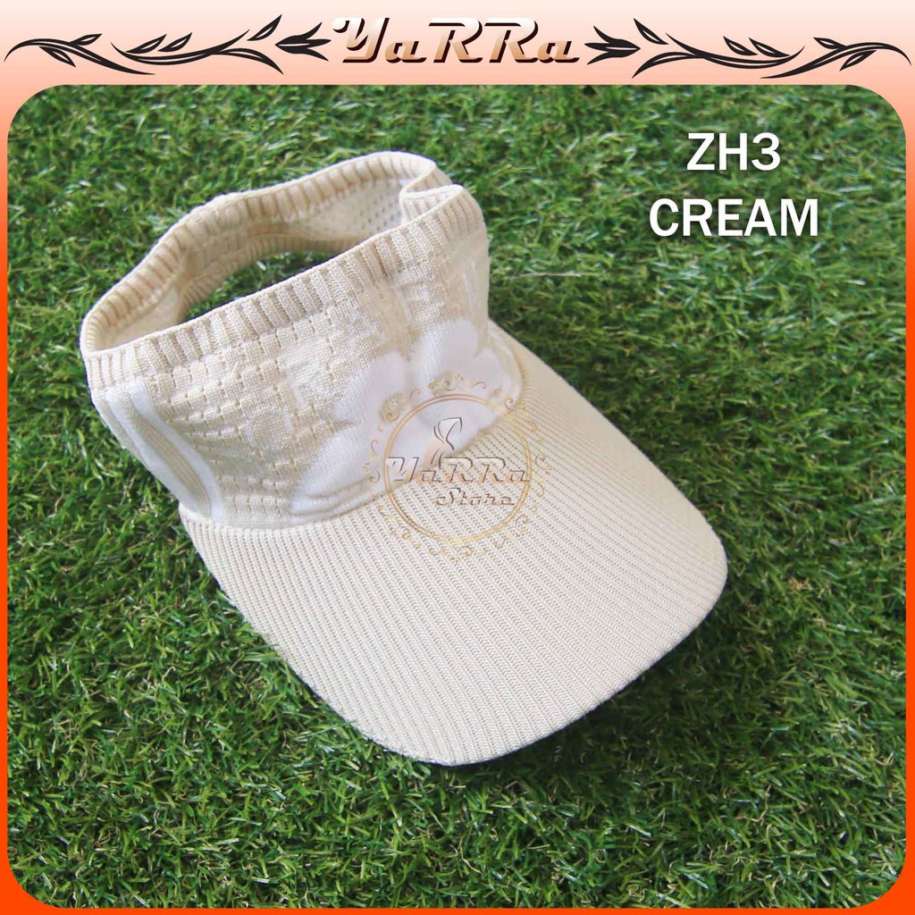 TOPI ANAK PEREMPUAN MOTIF HELLO KITTY VISOR RAJUT SENAM ZUMBA CAP KIDS LAKI LAKI IMPORT KOREA ZG-ZH3 (Cream)