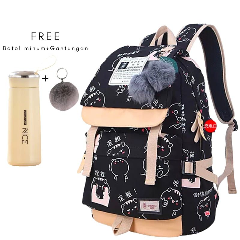 (COD)TAS BACKPACK JEPANG MONSTA X CORTOON JAPAN KPOP / TAS RANSEL WANITA  MULTIFUNGSI ALA KOREA TAS SEKOLAH