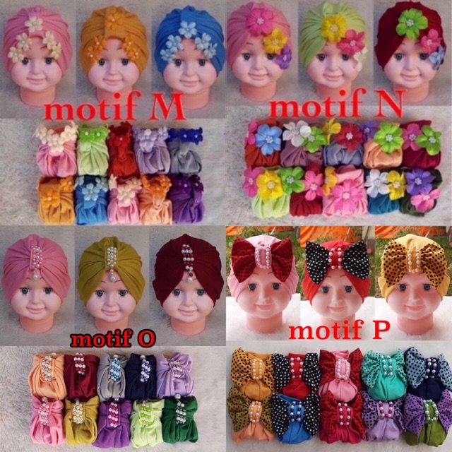 TURBAN ANAK / TURBAN BAYI PITA / TURBAN BABY MUTIARA / TOPI TURBAN BAYI / TURBAN ELMO / CIPUT BAYI