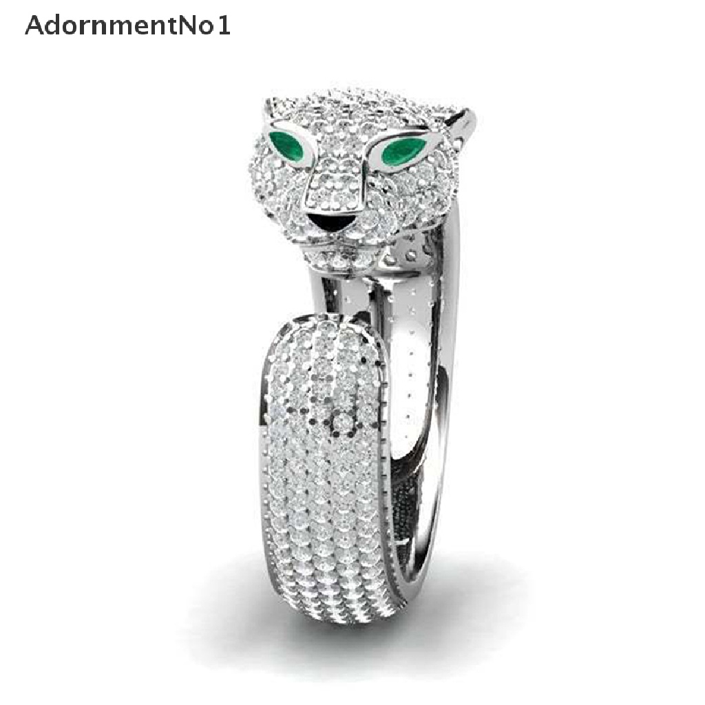 (AdornmentNo1) Cincin Terbuka Fashion Motif Leopard Aksen Kristal Untuk Perhiasan Pria / Wanita / Pesta