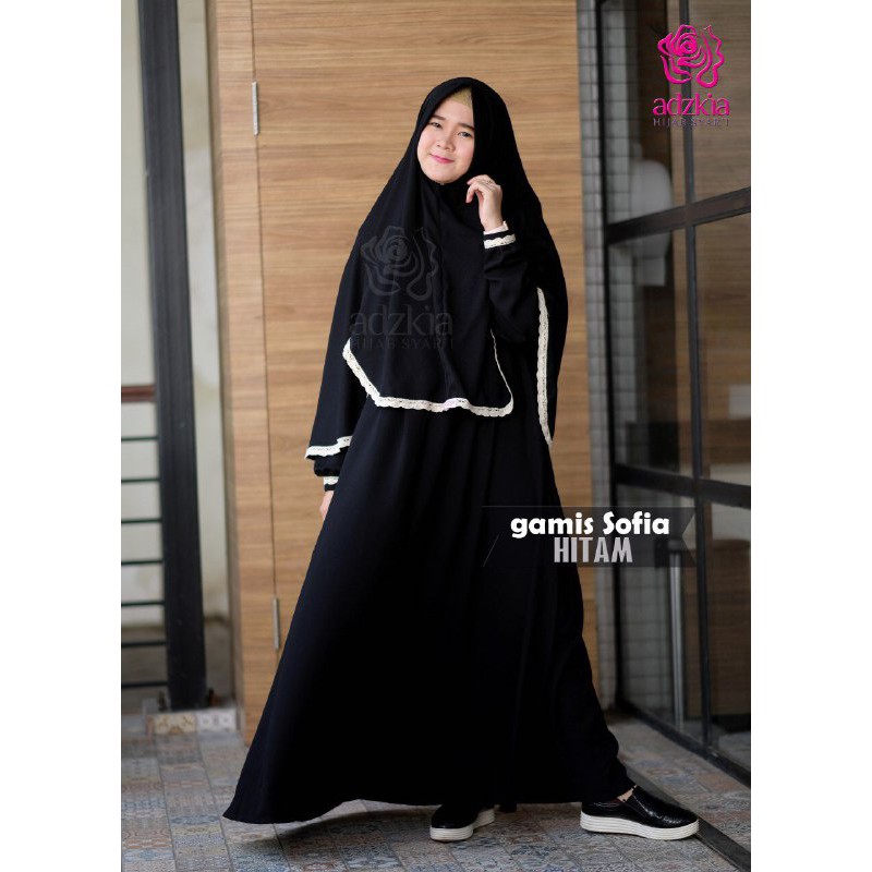Gamis Sofia Hitam By Adzkia Hijab Syari Ok Shopee Indonesia