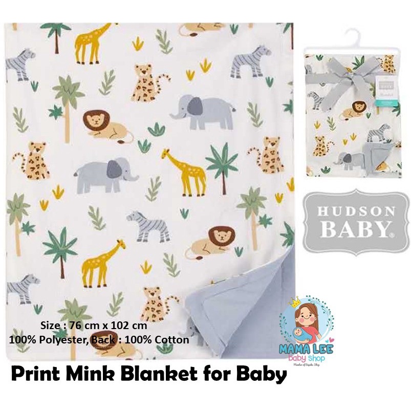 SELIMUT BAYI HUDSON BABY  / PRINT MINK BLANKET / SELIMUT BULU / KADO BAYI PEREMPUAN LAKI LAKI