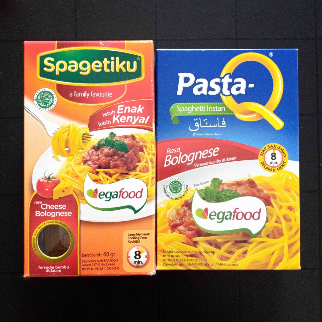 Egafood Spagetiku Pasta-Q Pasta Q Spagheti Instan Makanan Instant Spaghetti Bumbu Rasa Cheese Bolognese Snack Cemilan Makanan Ringan Anak