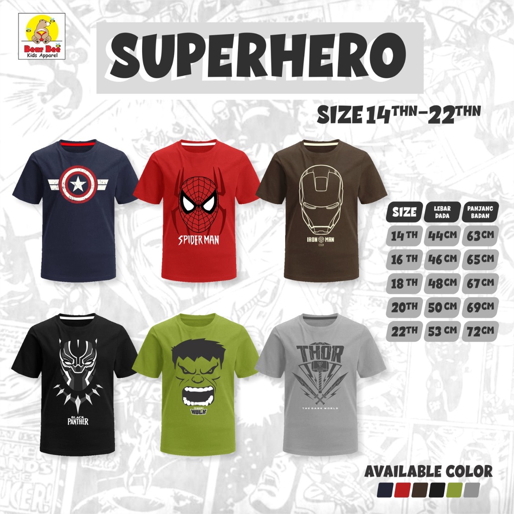 Kaos Anak Cowok Laki Lengan Pendek Motif Superhero Bear Bee