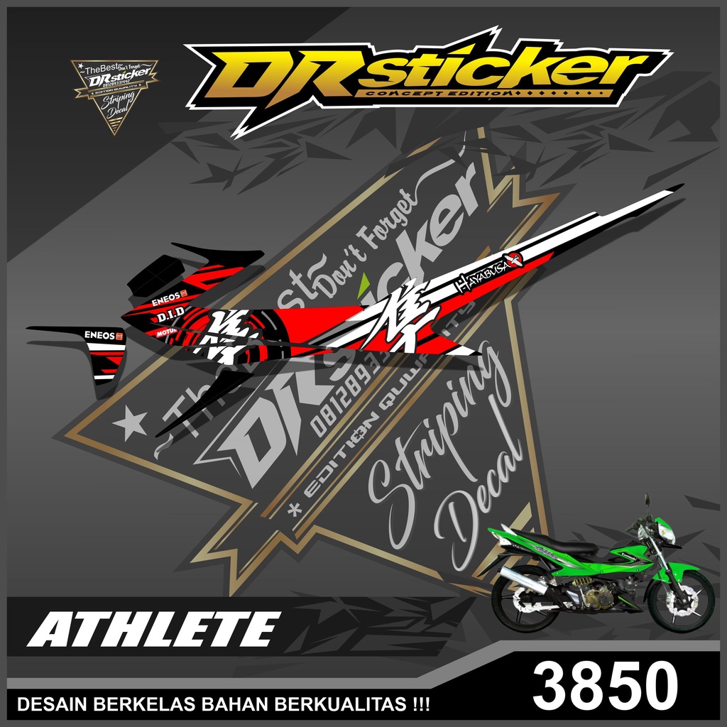 3850 Striping Sticker Motor Athlete Semifull - Striping Motor Kawasaki Athlete Desain Hayabusa