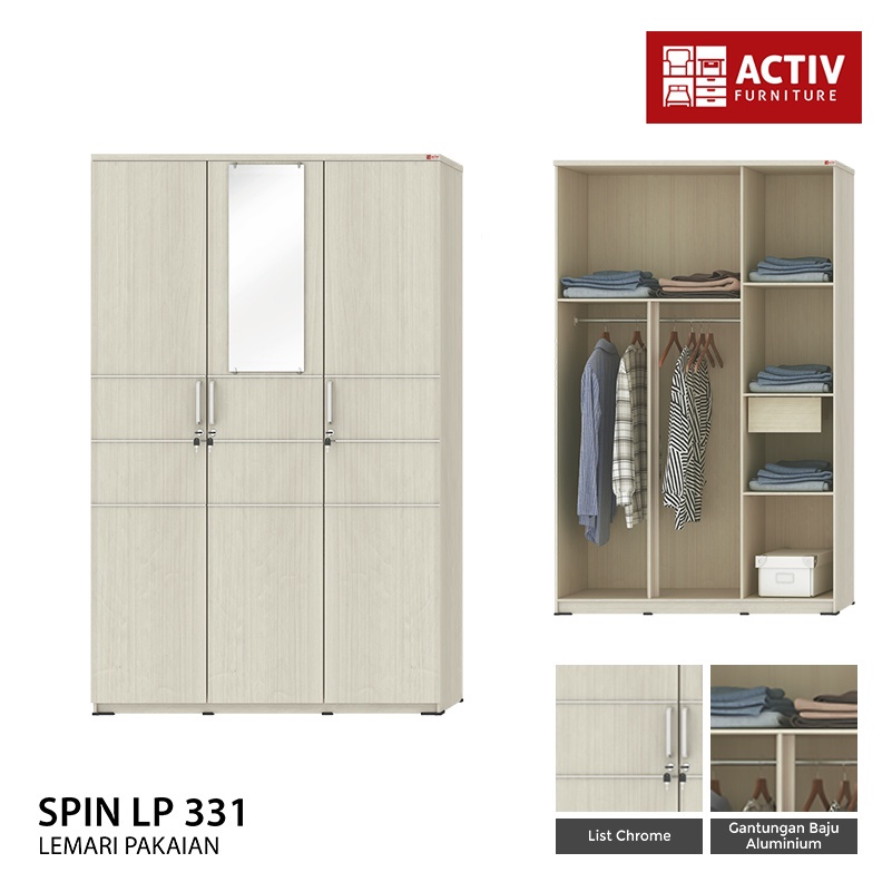 Lemari Pakaian Minimalis / Lemari Pakaian Kecil Minimalis / Almari Baju Serbaguna 2 Pintu 3 pintu sl