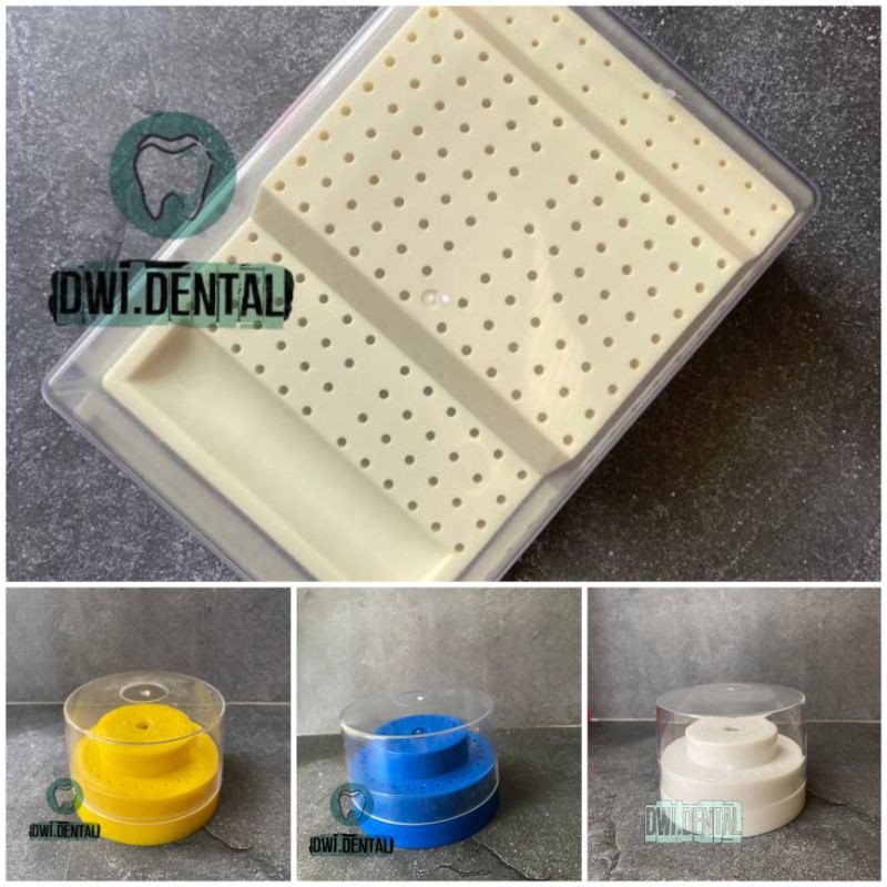 L2- Dental kotak bulat tempat bur holder low speed high speed