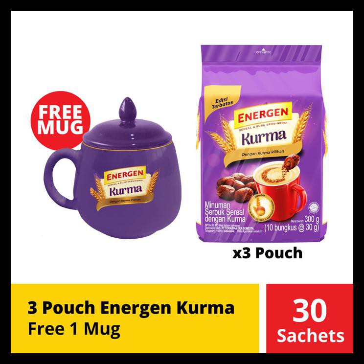 Cuci Gudang 3 Pouch Energen Kurma Free 1 Mug
