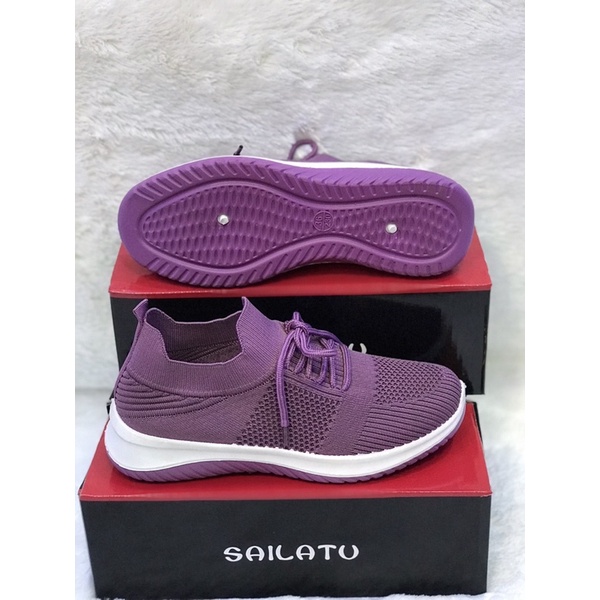 Sepatu slip on rajut import SAILATU UNGU sz 36-40