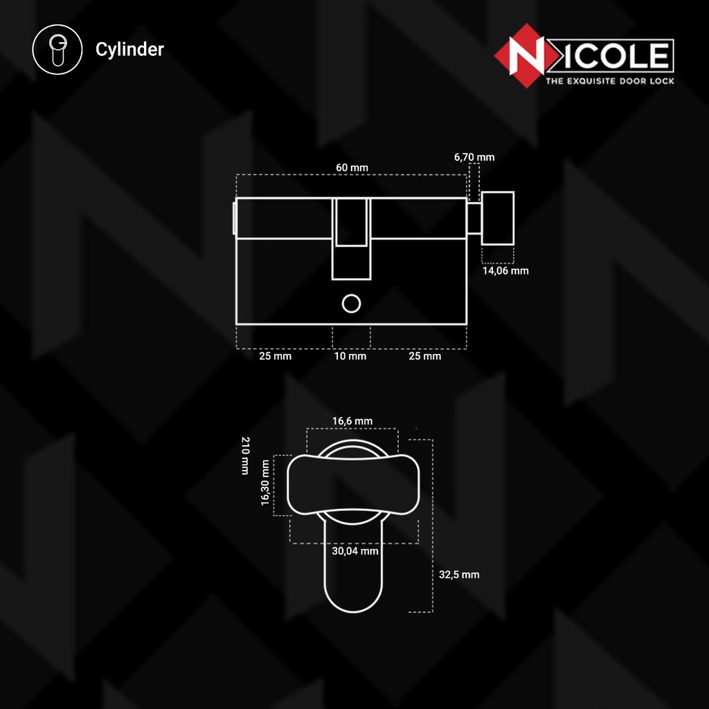 Cylinder Kunci Knob 60mm Kunci Computer 5pcs / Silinder Kunci Nicole