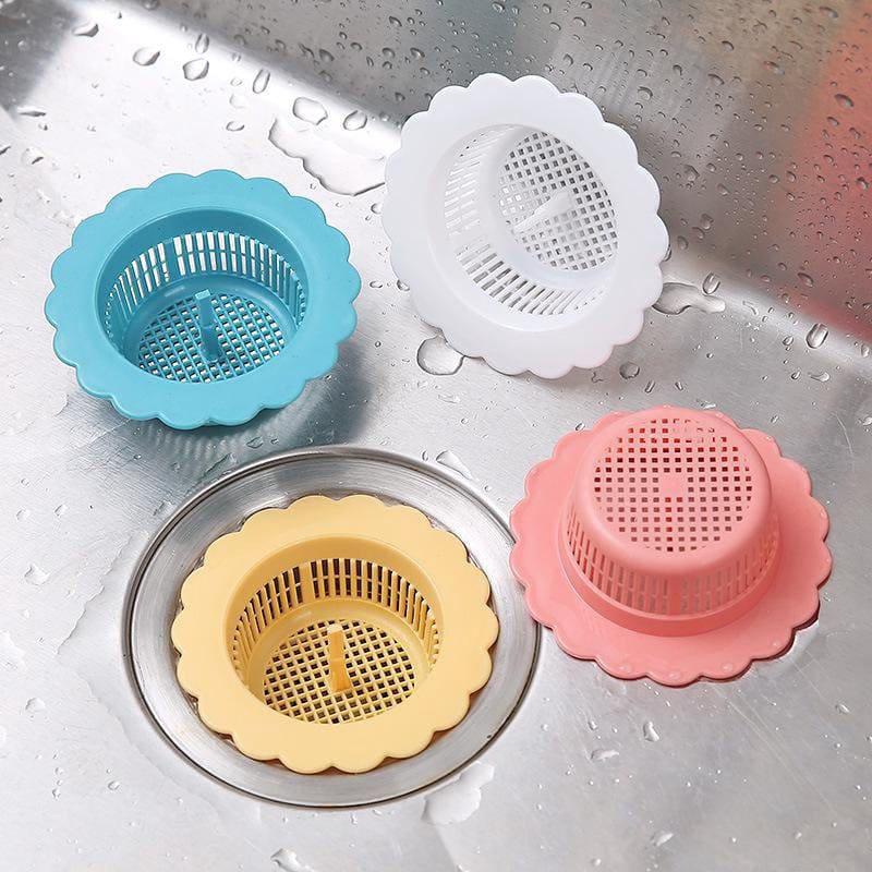 Saringan penutup lubang wastafel / Penutup Lubang Saluran Air Dapur Penyaring Kotoran Sampah Sisa Makanan PVC / Drain Sink Strainer Bentuk Bunga lubang wadah putih [PADMA]