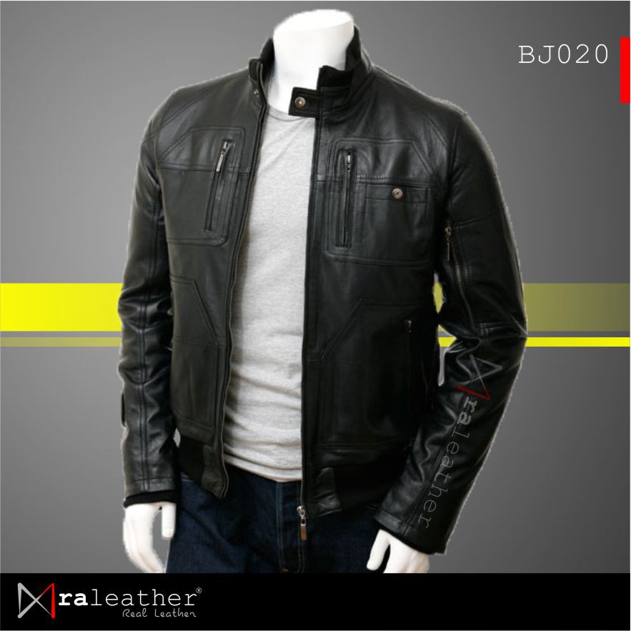 Jaket Kulit Bomber Pria RA Leather Original Garut - BJ020
